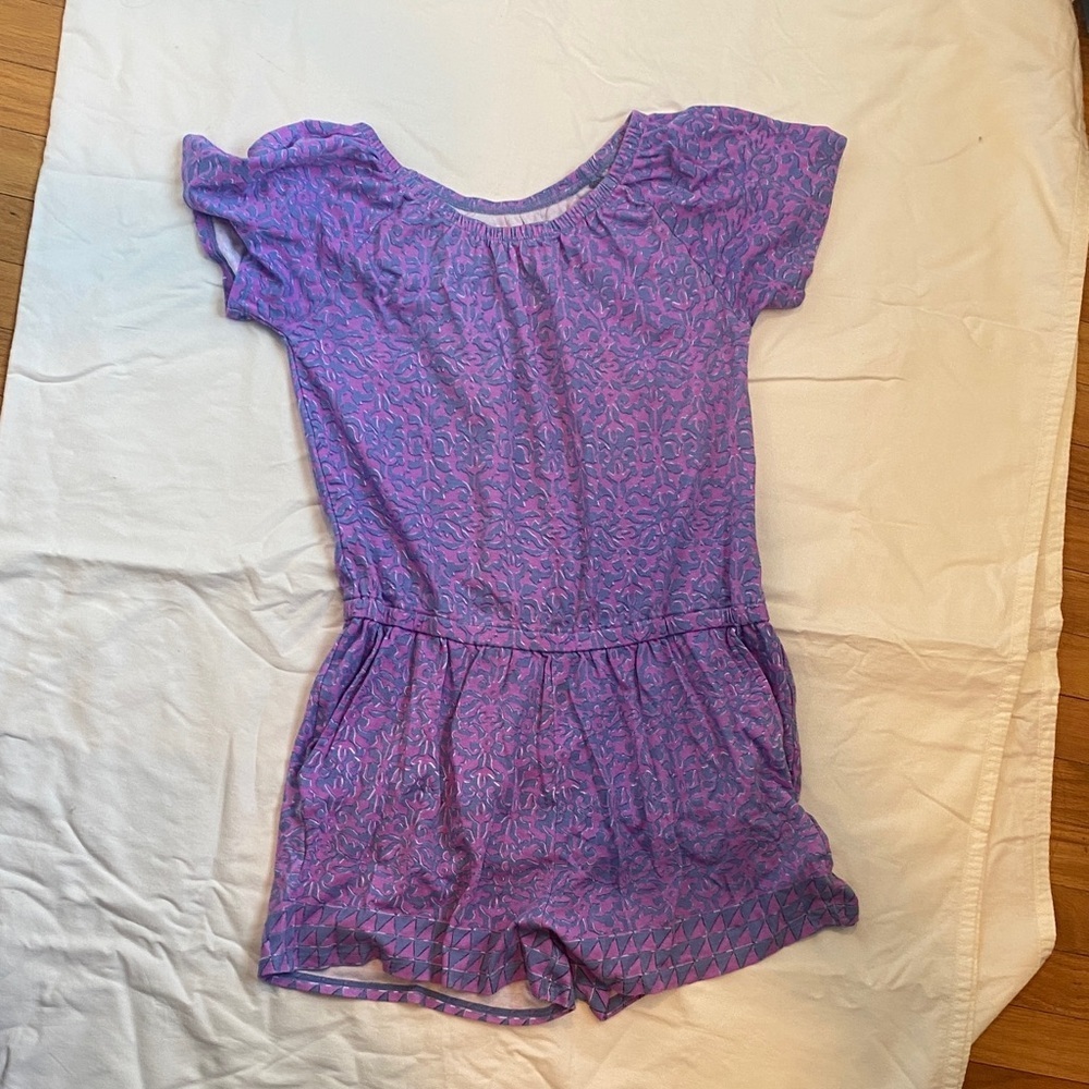 Vineyard Vines Girls Purple Patterned Romper